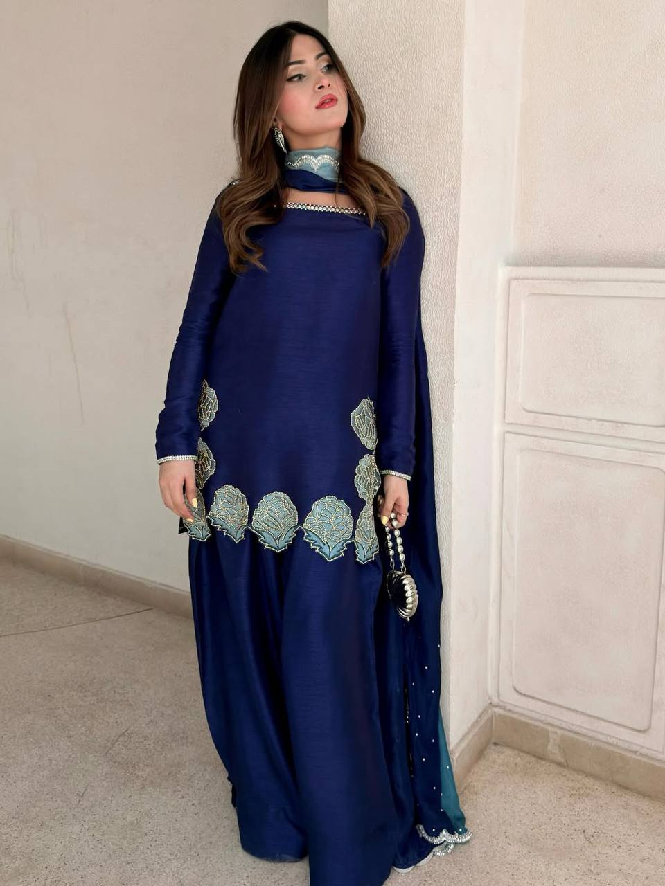 Sapphire Blue Scalloped Couture Set
